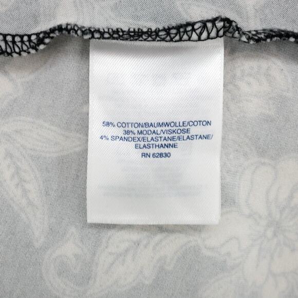 Lands End Dress Plus Sz 2X Black Ivory Floral Stretch Knit Midi Fit n Flare 20W - Picture 12 of 16